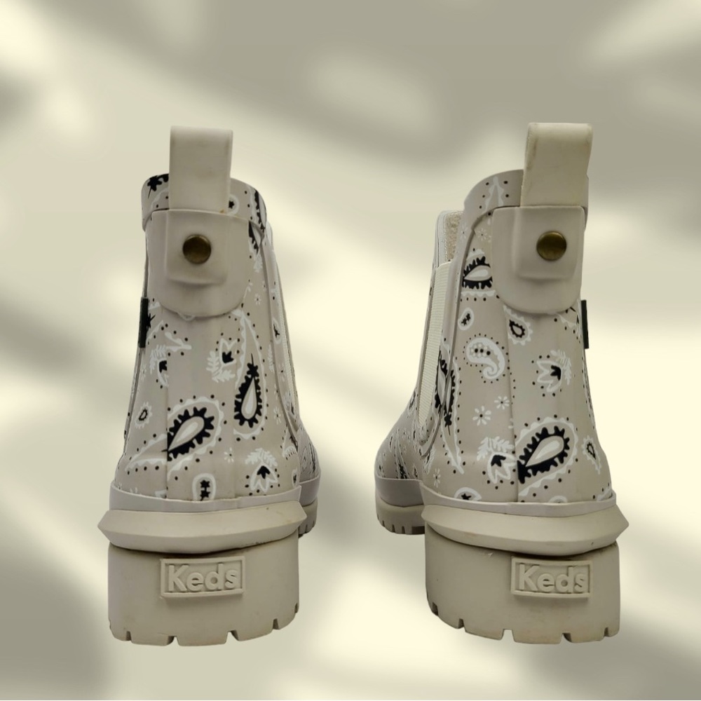 Keds Rowan Beige Bandana Print Short Rain Boots - Picture 8 of 10